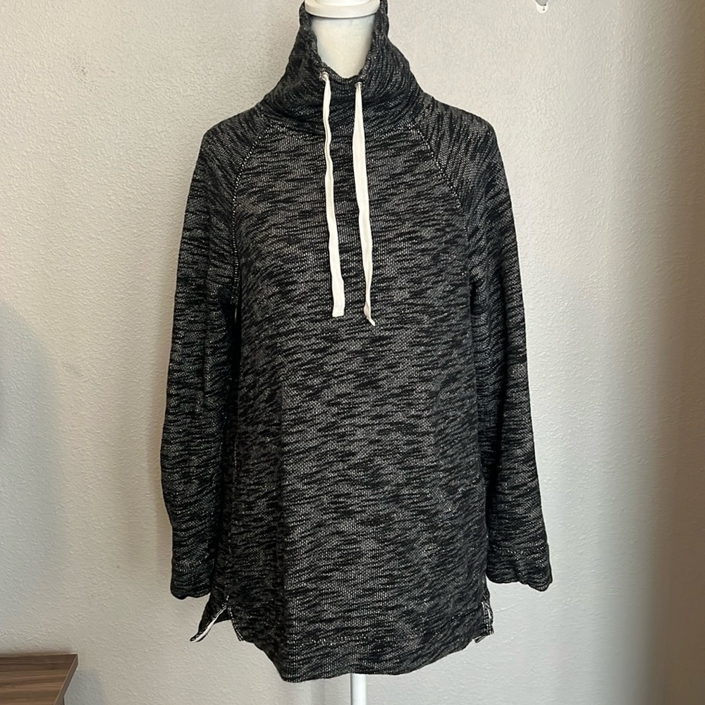 JCrew Turtleneck Tunic Sweatshirt Black/Gray Size Small/Medium